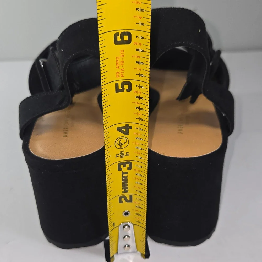 American Eagle Outfitters Black Suede Platform Wedge Sandals Women Size 10